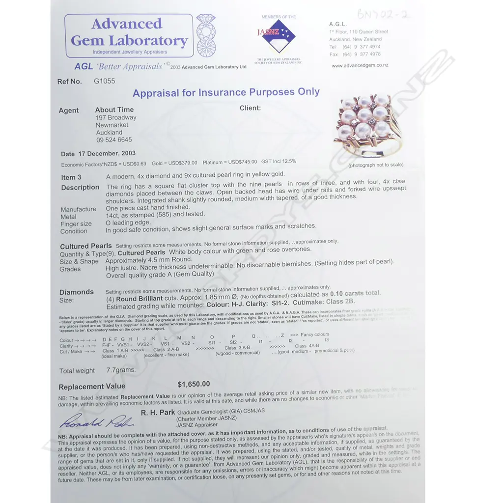 A 14ct gold pearl and diamond ring Image 1++