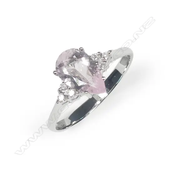 A 14ct white gold morganite and diamond ring