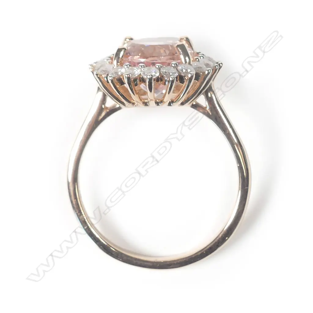 A 14ct rose gold morganite and diamond ring Image 1++