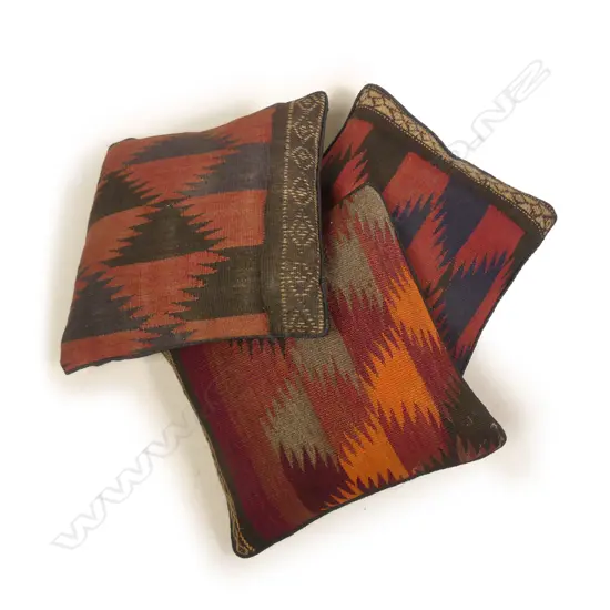 Three kilim faced scatter cushions
