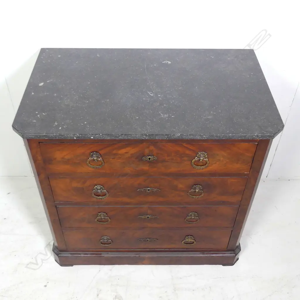 A small proportion Continental marble top mahogany commode Image 1++