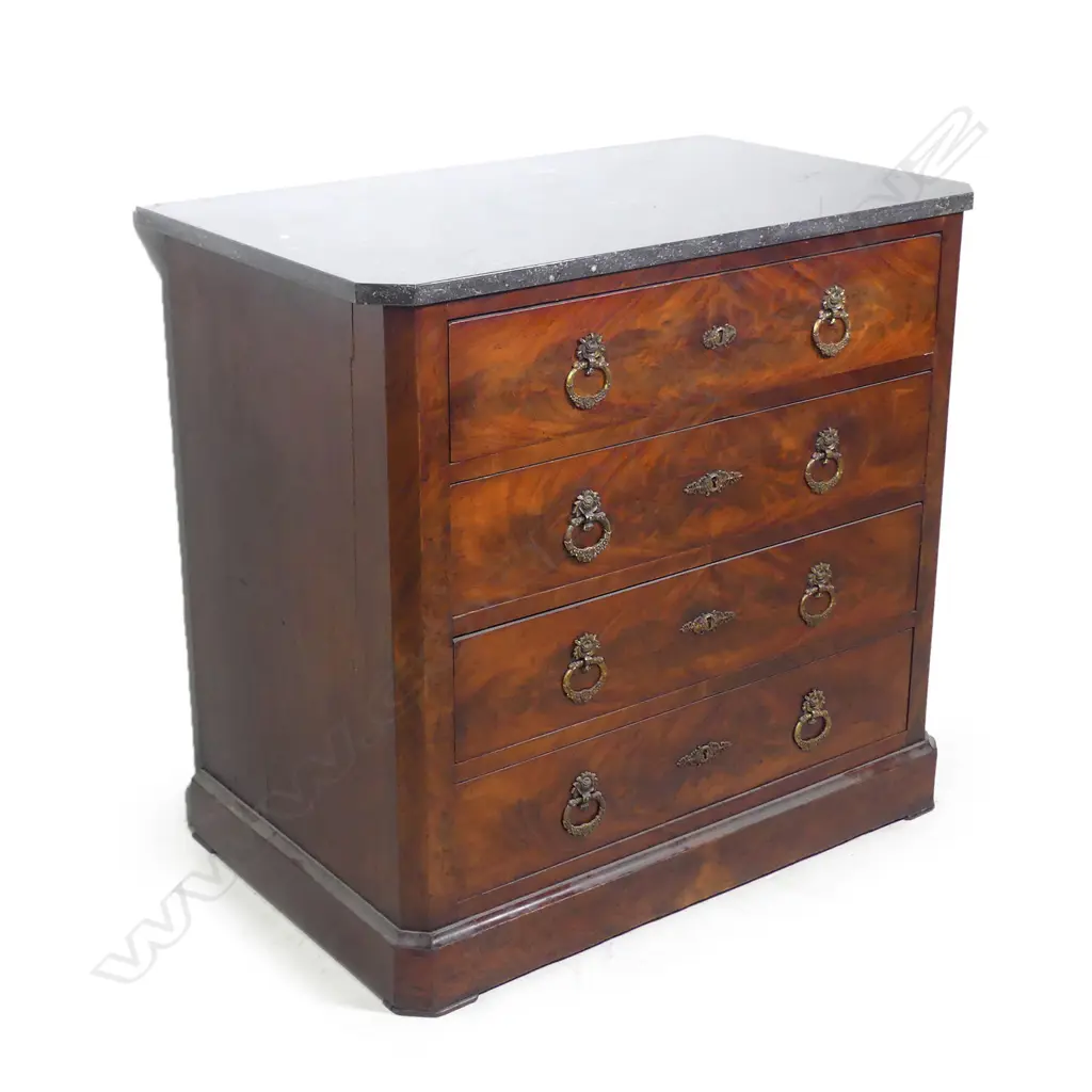 A small proportion Continental marble top mahogany commode Image 1++