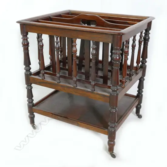 A Regency walnut canterbury