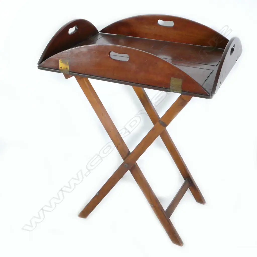 A Victorian mahogany butler's folding tray top table Image 1++