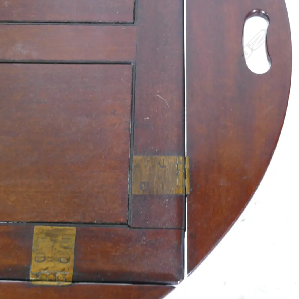 A Victorian mahogany butler's folding tray top table Image 1++