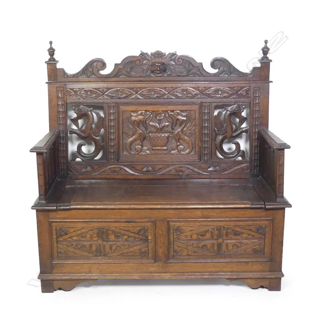 An early 1900s oak hall seat Image 1++