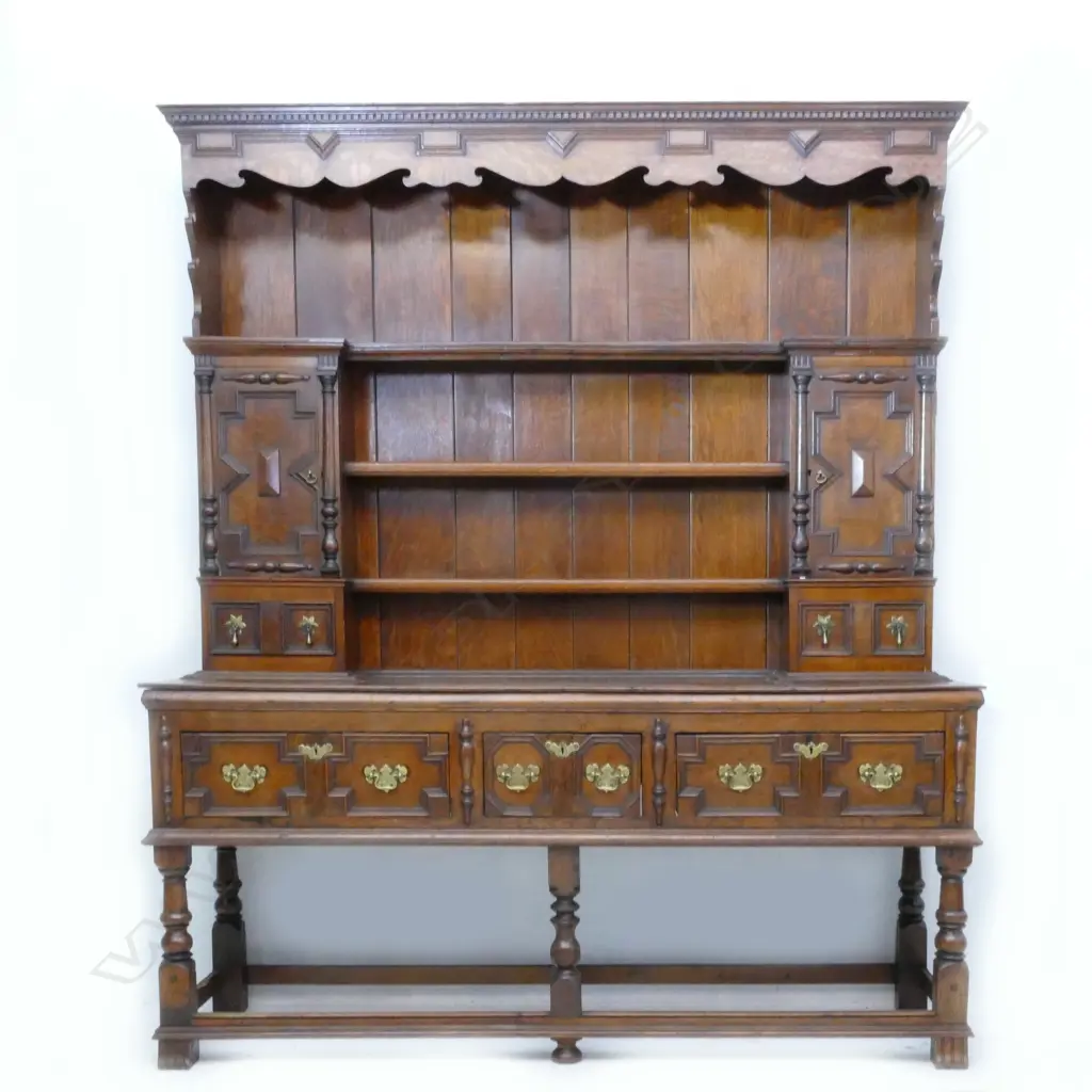 A 19thC. Jacobean style oak dresser Image 1++