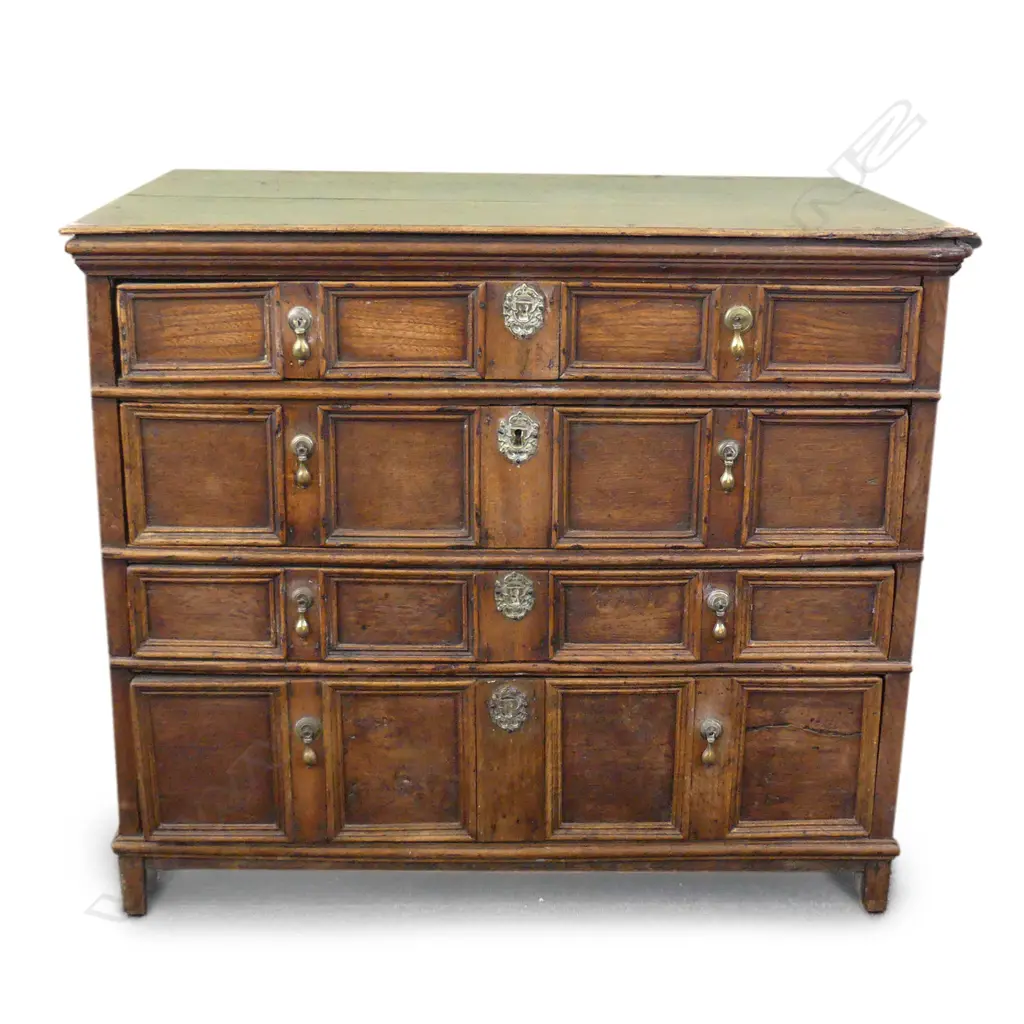 A William & Mary style four drawer country oak chest Image 1++