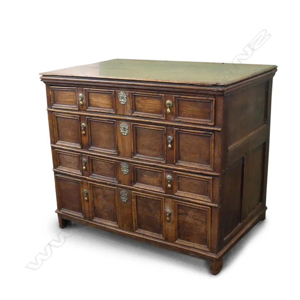 A William & Mary style four drawer country oak chest Image 1++