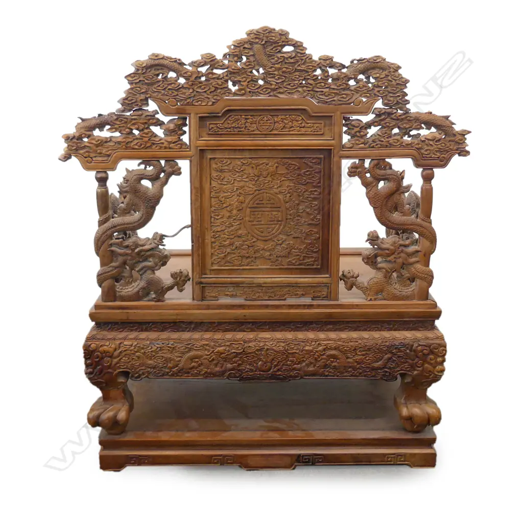A Chinese rosewood throne chair in the manner of the Qing dynasty Image 1++