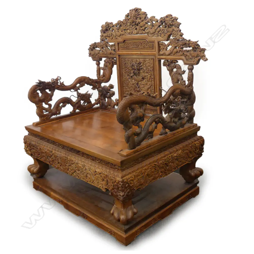 A Chinese rosewood throne chair in the manner of the Qing dynasty Image 1++