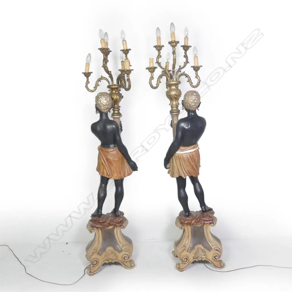 A pair of vintage Venetian blackamoor floor lamps Image 1++