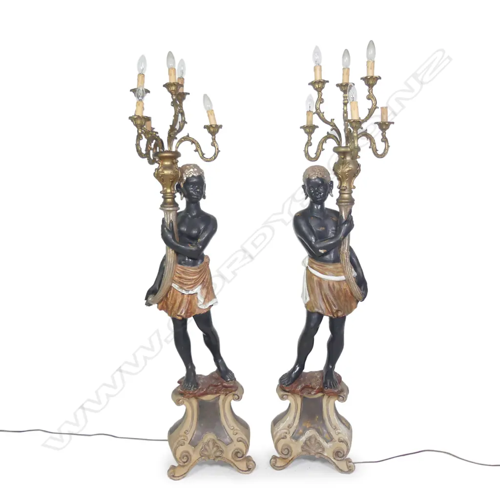 A pair of vintage Venetian blackamoor floor lamps Image 1++