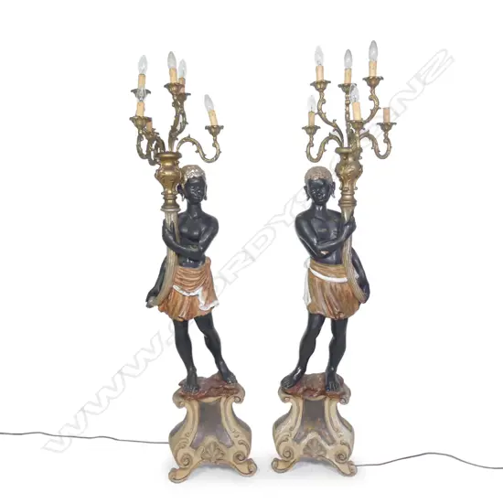A pair of vintage Venetian blackamoor floor lamps