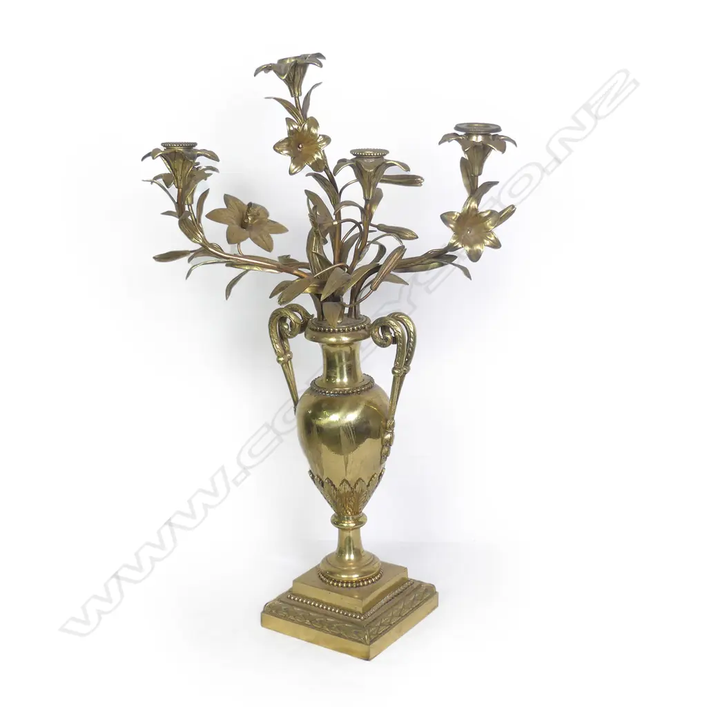 A French gilded brass table candelabra Image 1++