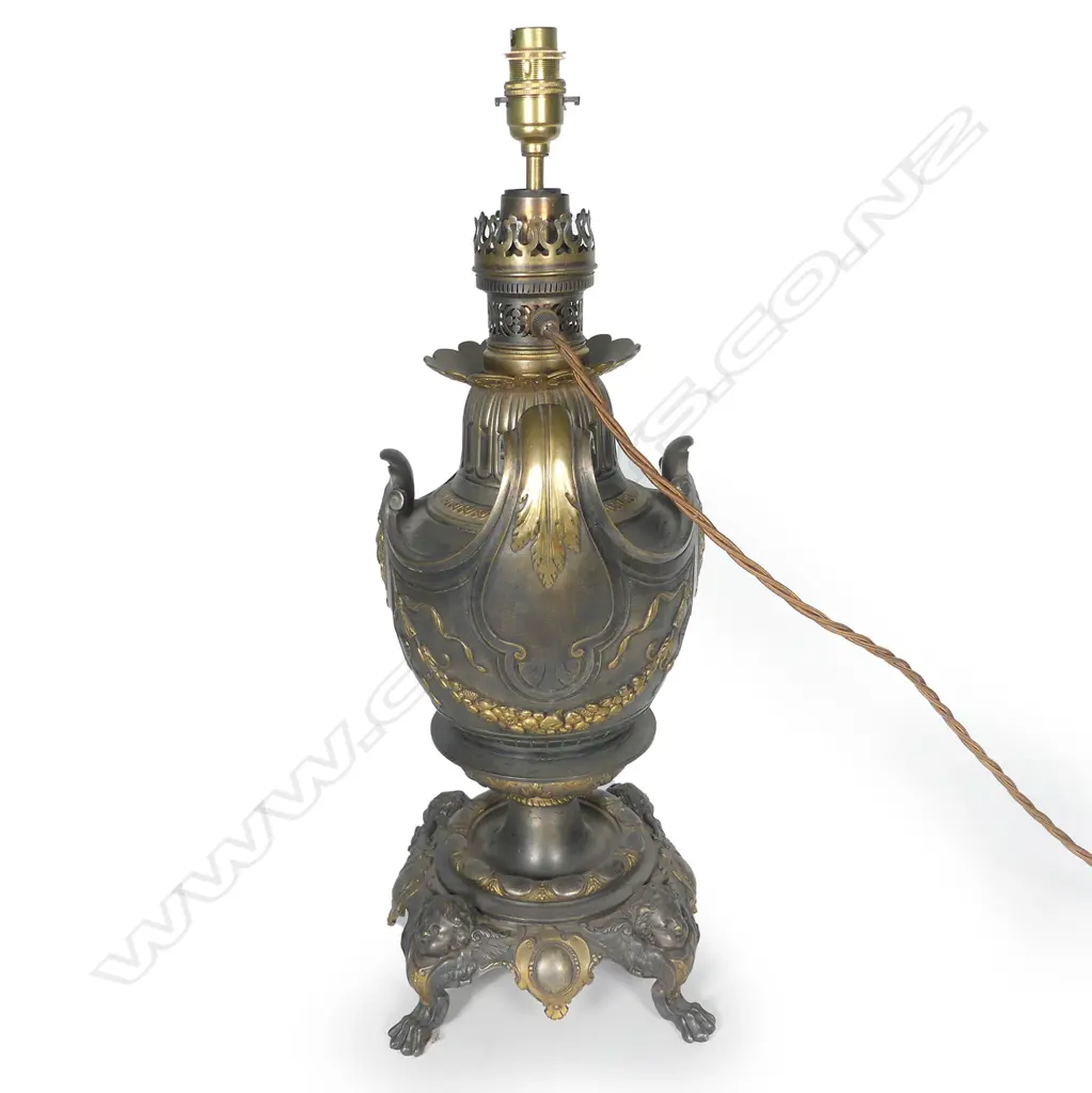 An ornate French converted kerosene lamp Image 1++