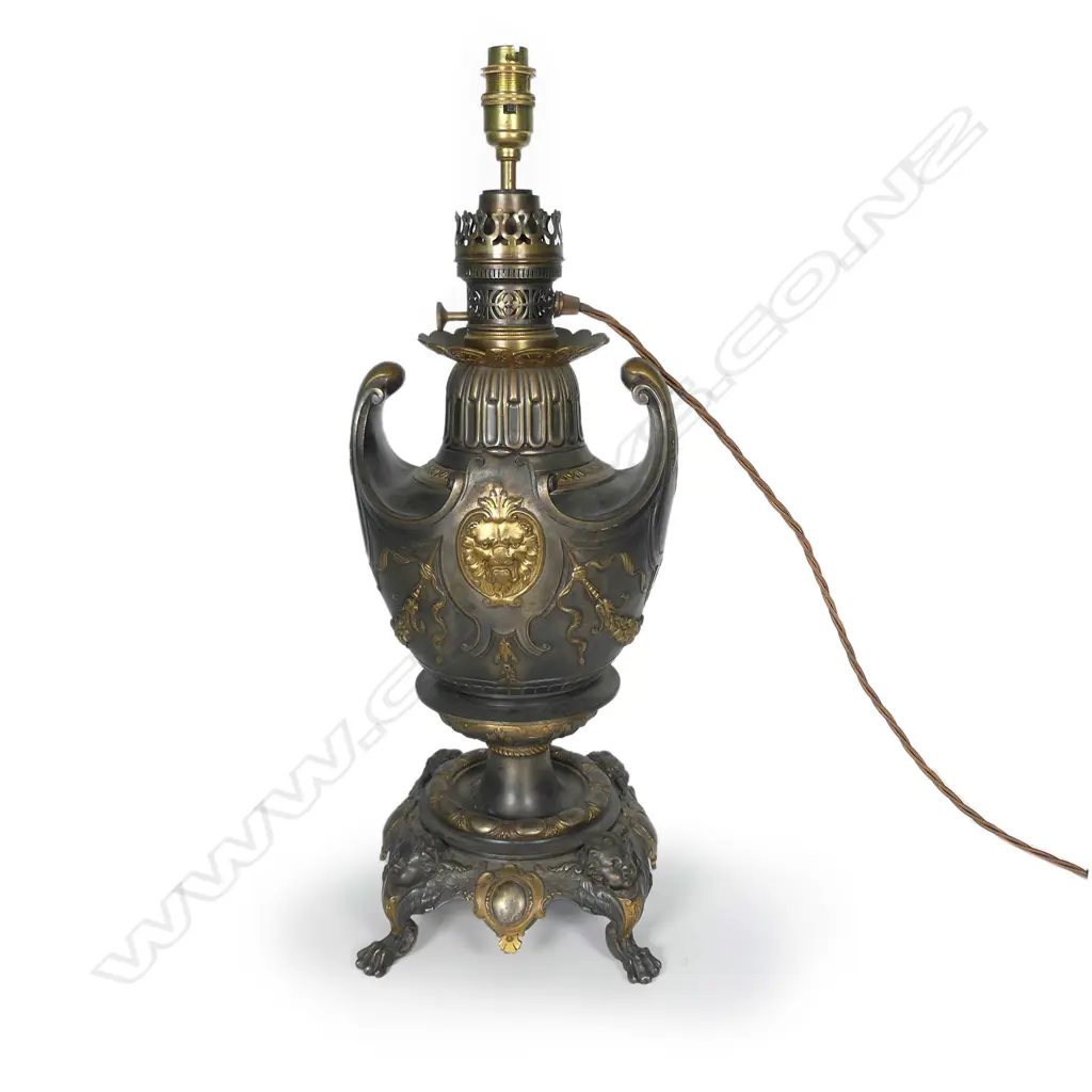 An ornate French converted kerosene lamp Image 1++