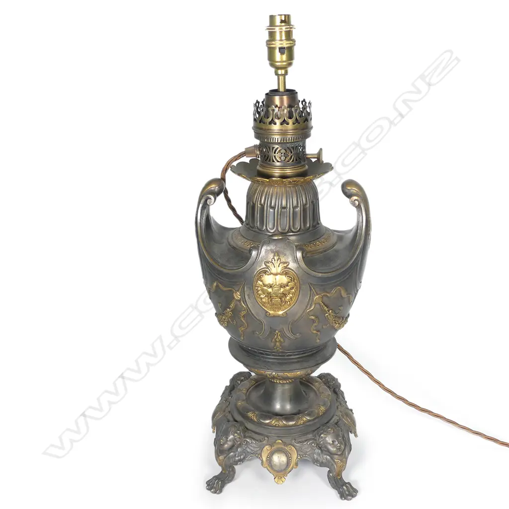 An ornate French converted kerosene lamp Image 1++
