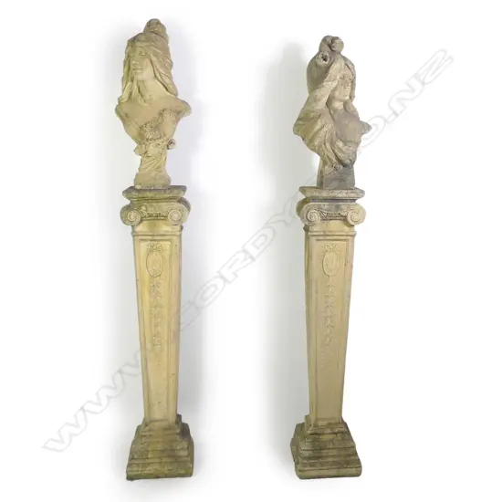 PR CHURCHSTONE BUSTS ON TALL PLINTHS