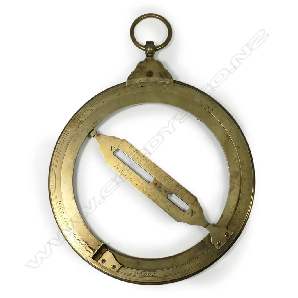 An 18thC brass 9-inch universal equinoctial ring dial [sundial] by W. & S. Jones Image 1++