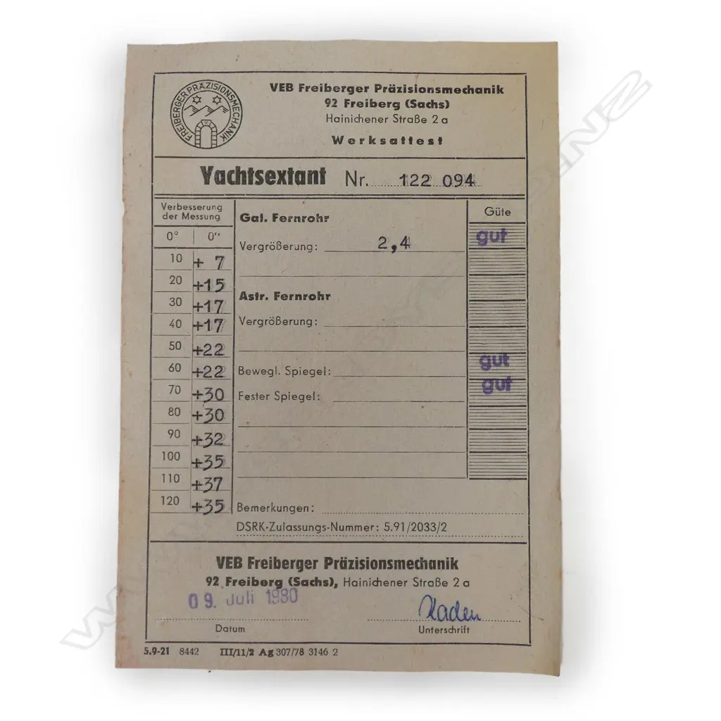 20thC Freiberger 'Yacht' sextant Image 1++