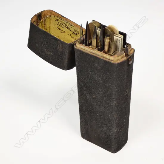 A late 18th/early 19thC pocket case of architect's drawing instruments