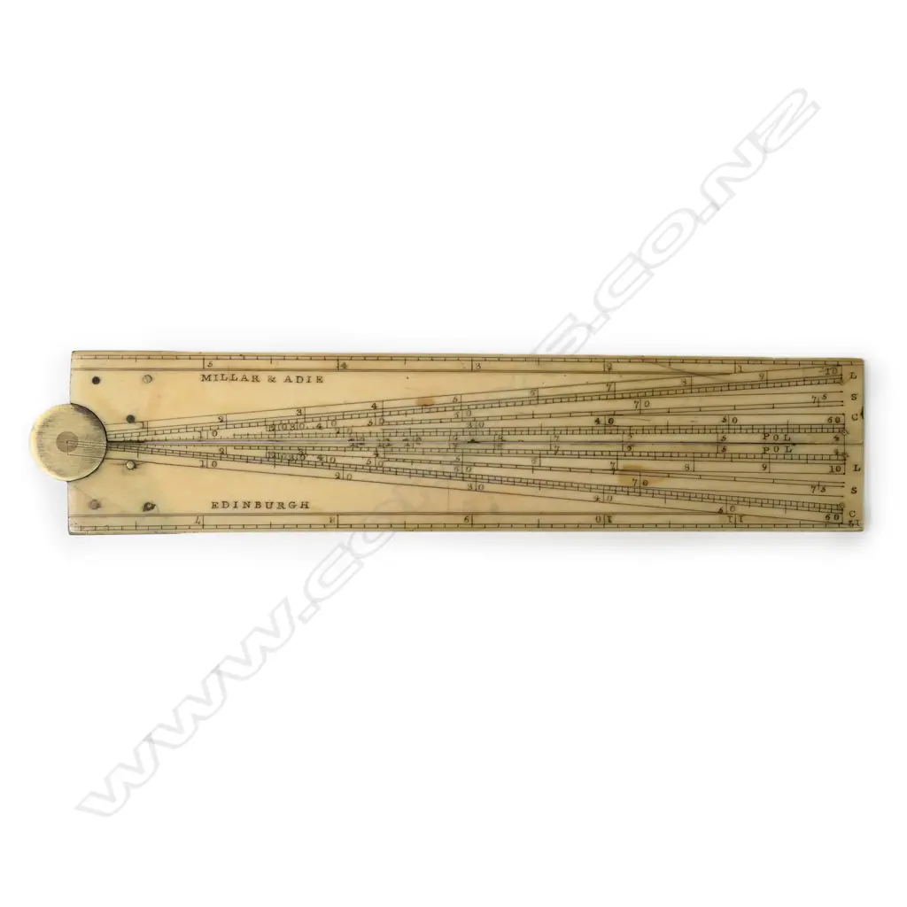 A c.1900 Millar & Adie Edinburgh 12-inch two-fold ivory rule Image 1++
