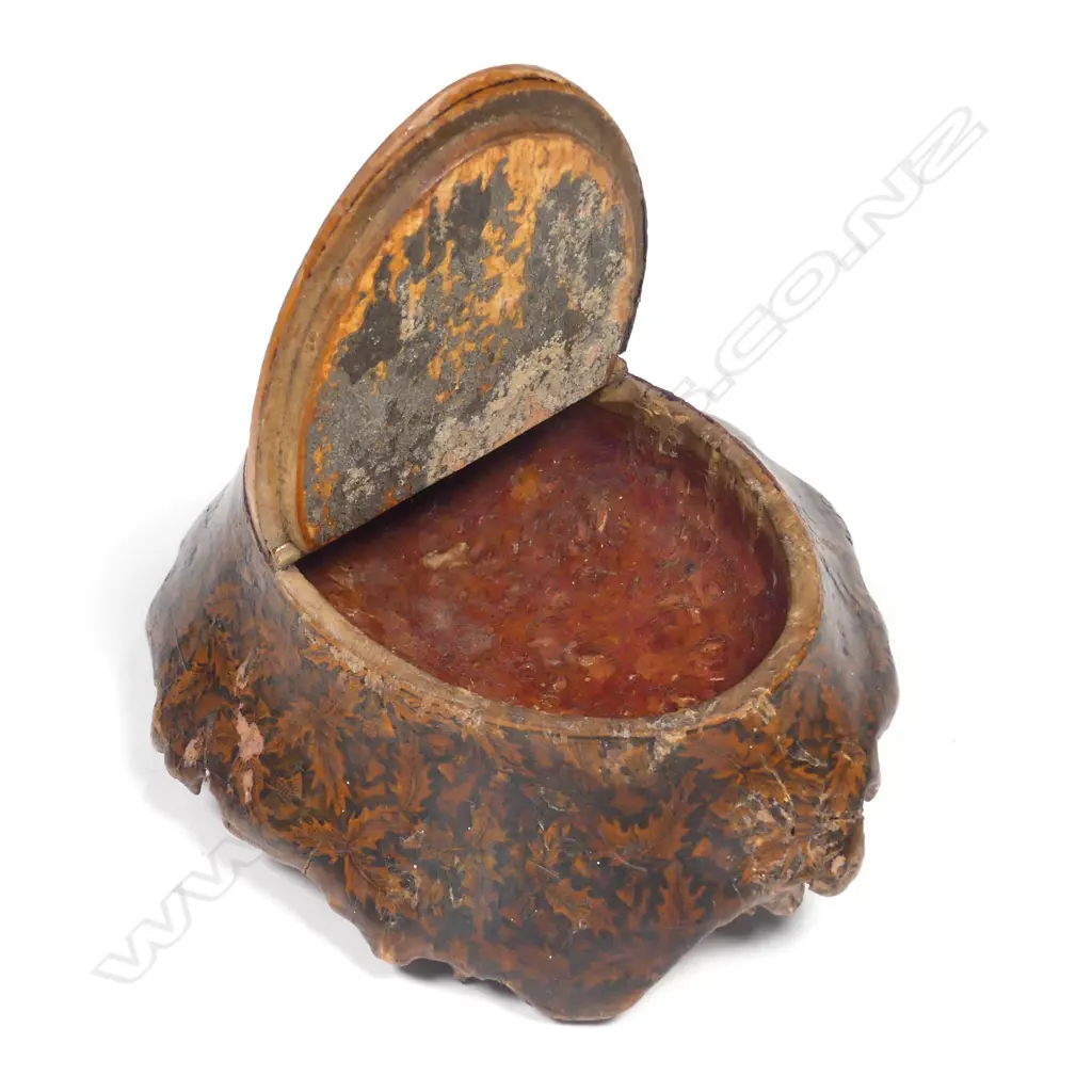 A good George III burl wood and hand painted table snuff box Image 1++