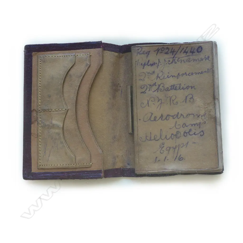 Pvte. John James McNamara's WWI NZEF archive collection in frame Image 1++