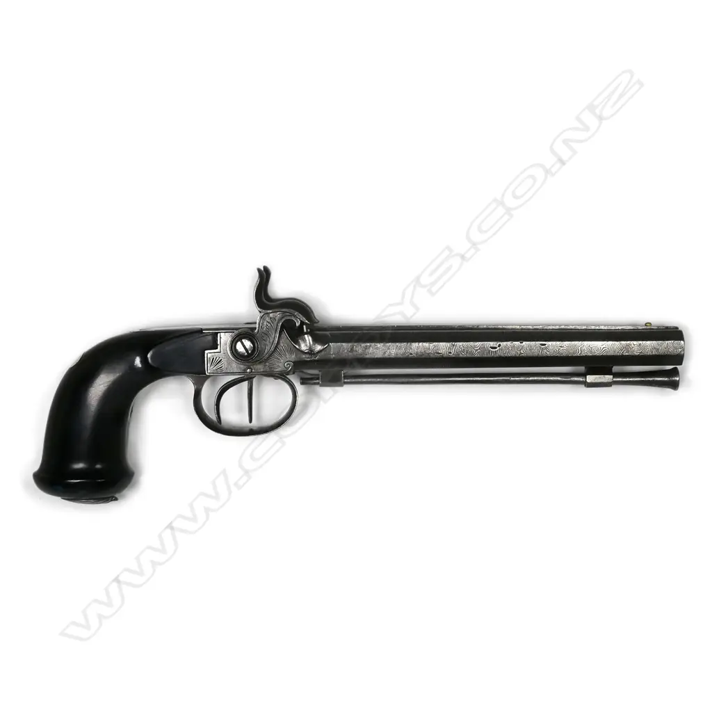 An early 19thC European double barrel pistol Image 1++