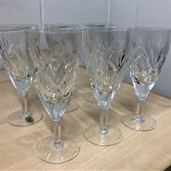 A set of six Waterford crystal large red wine glasses