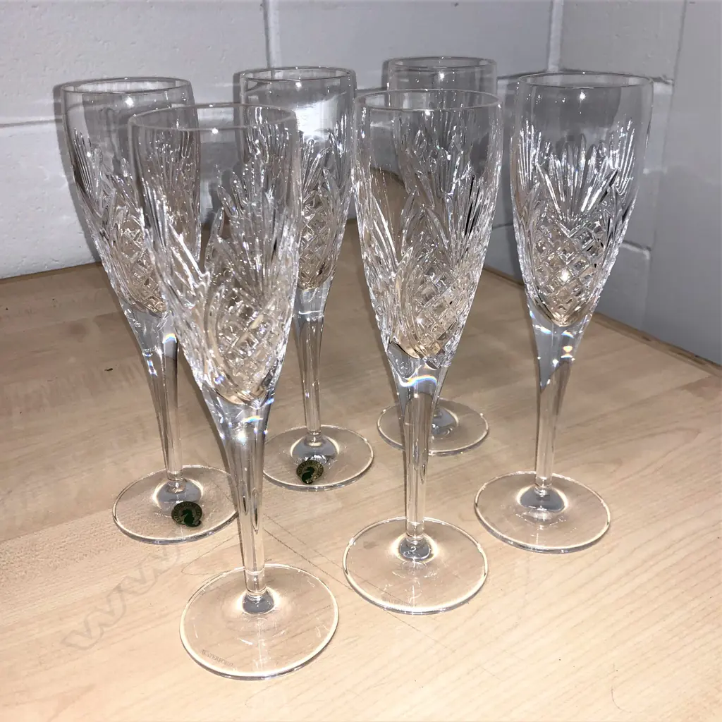 A set of six Waterford crystal champagne flutes Image 1++