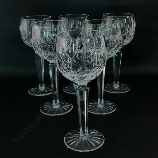 A set of six Waterford wine glasses