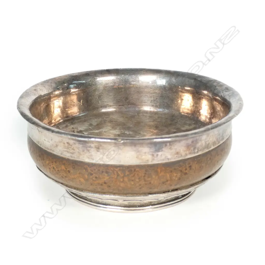 A Tibetan silver mounted burl wood jha phor (butter tea tsampa bowl) Image 1++