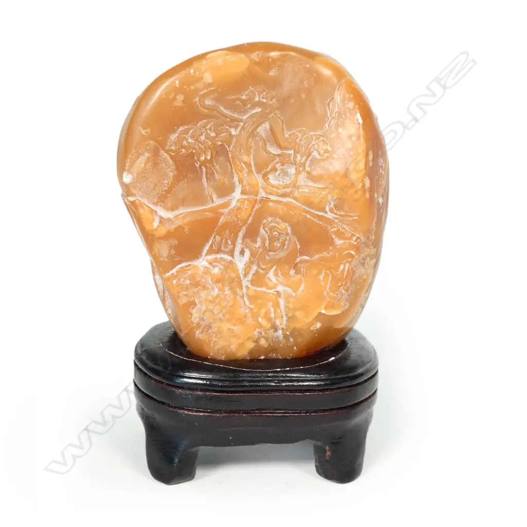 A Chinese carved yellow stone 'mountain' Image 1++