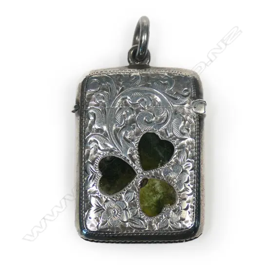 An Edwardian silver shamrock decorated vesta