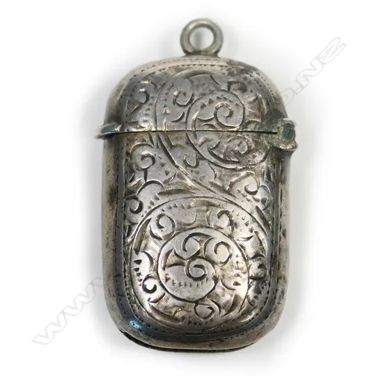 A Victorian silver engraved vesta case