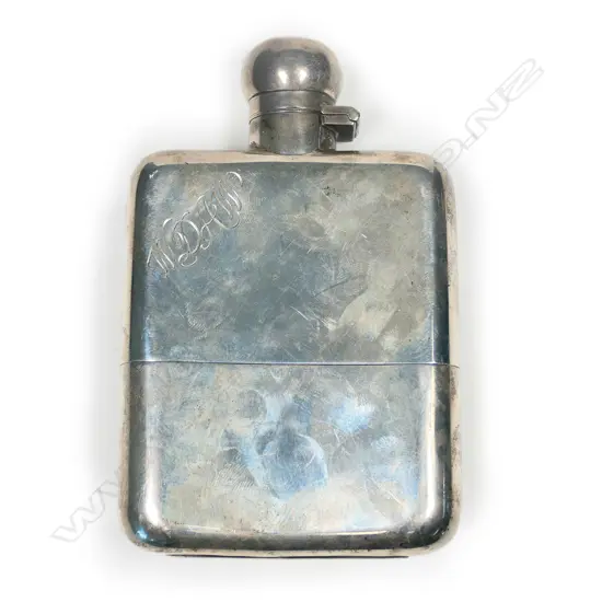 A silver hip flask