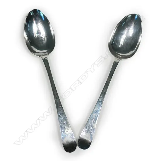 A pair of George III silver tablespoons