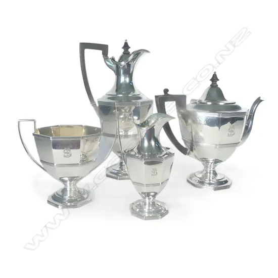 A late Victorian sterling silver four piece tea set