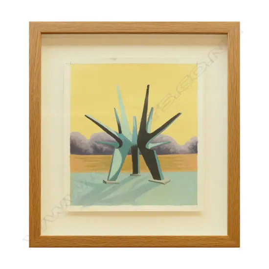 ANDREW BARNS-GRAHAM, 'SCULPTURED LANDSCAPE 1, ACRYLIC, SIGNED, ENTITLED & DATE 2015 TO REVERSE,  240 x 210mm