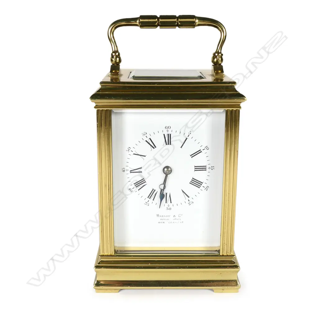 A good 19thC French large brass cased striking carriage clock Image 1++