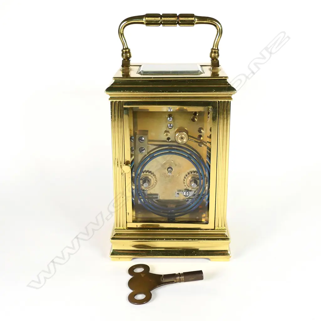 A good 19thC French large brass cased striking carriage clock Image 1++