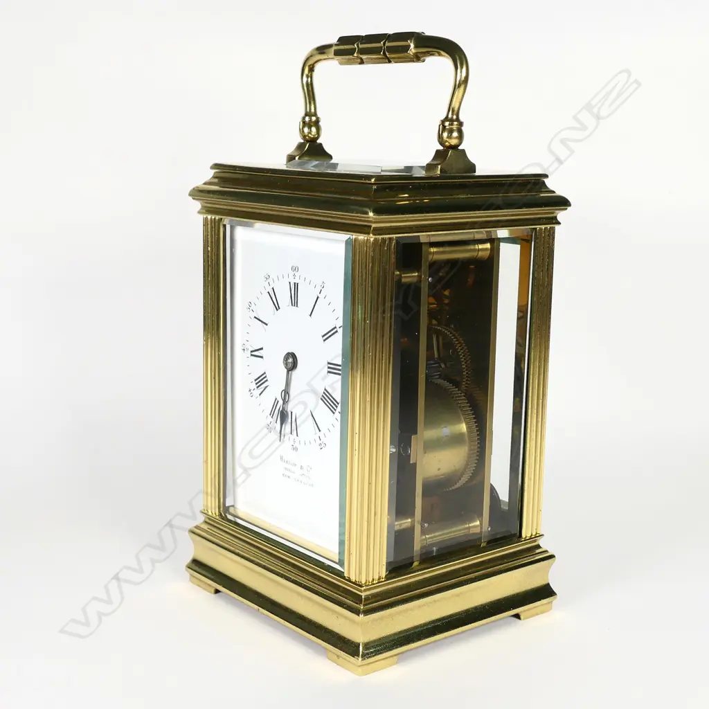 A good 19thC French large brass cased striking carriage clock Image 1++