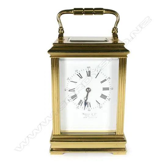 A good 19thC French large brass cased striking carriage clock