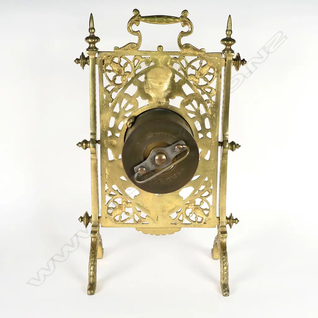 A 19thC French decorative brass table/desk clock Image 1++