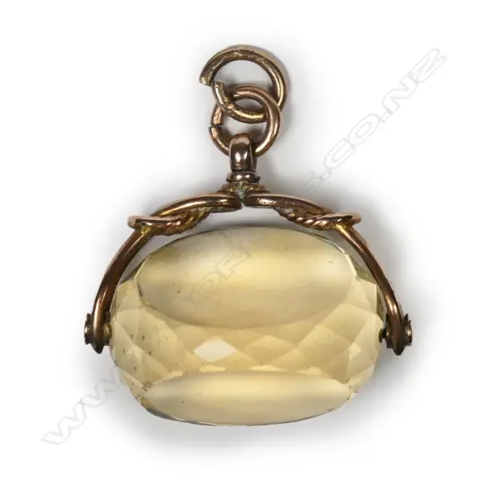 A Victorian 9ct rose gold and citrine spinner