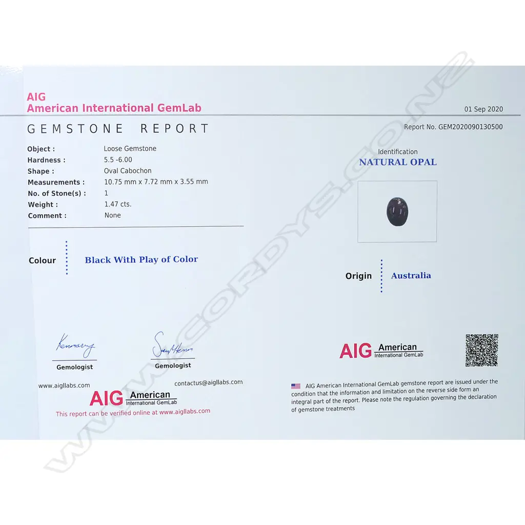 A 1.47ct oval cabochon natural opal Image 1++