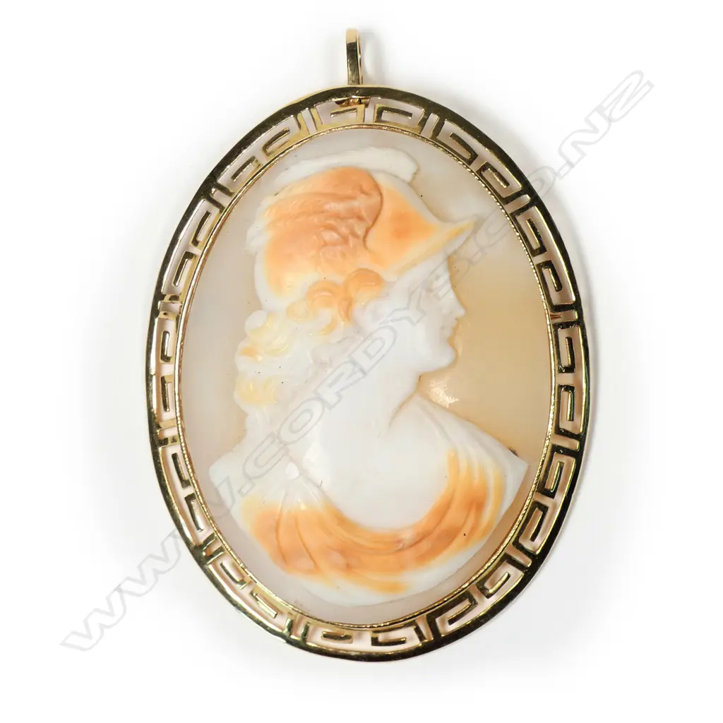 An 18ct. yellow gold framed cameo brooch/pendant Image 1++
