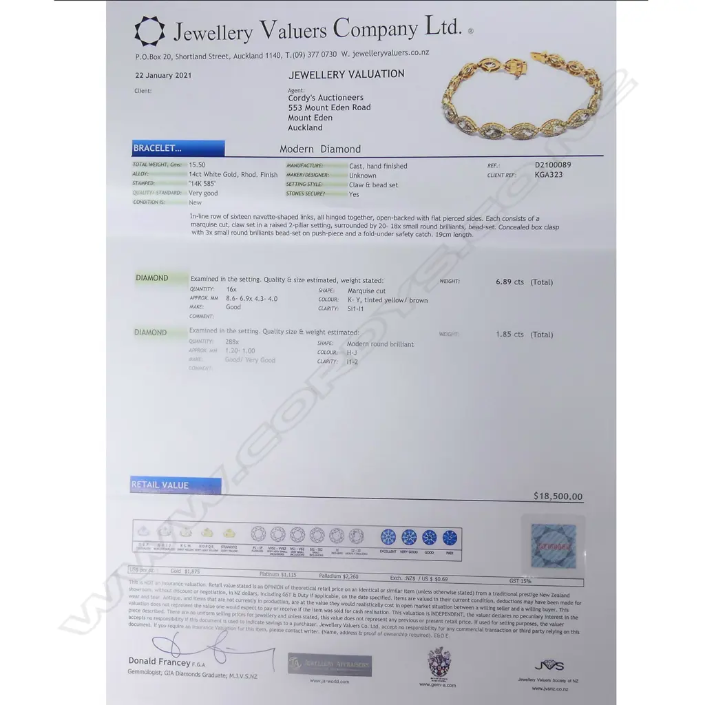 A 14ct gold and diamond bracelet Image 1++